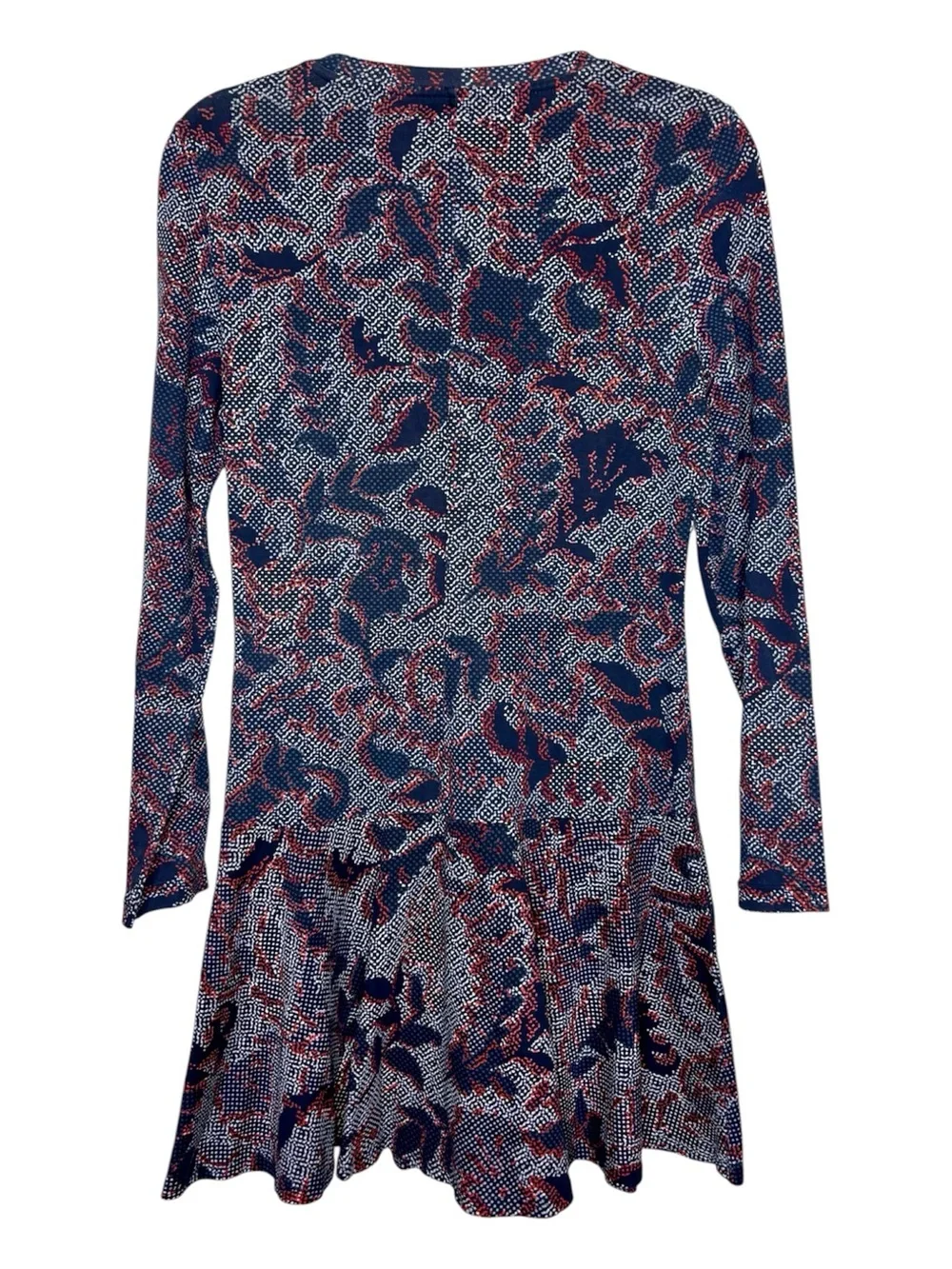 Tory Burch long sleeve 100% cotton floral dress blue and orange size small